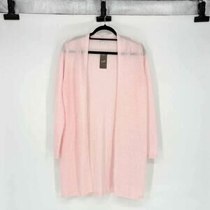 NWT J. Jill Pink Blush Linen Blend Open Front Long Sleeve Cardigan - Size S